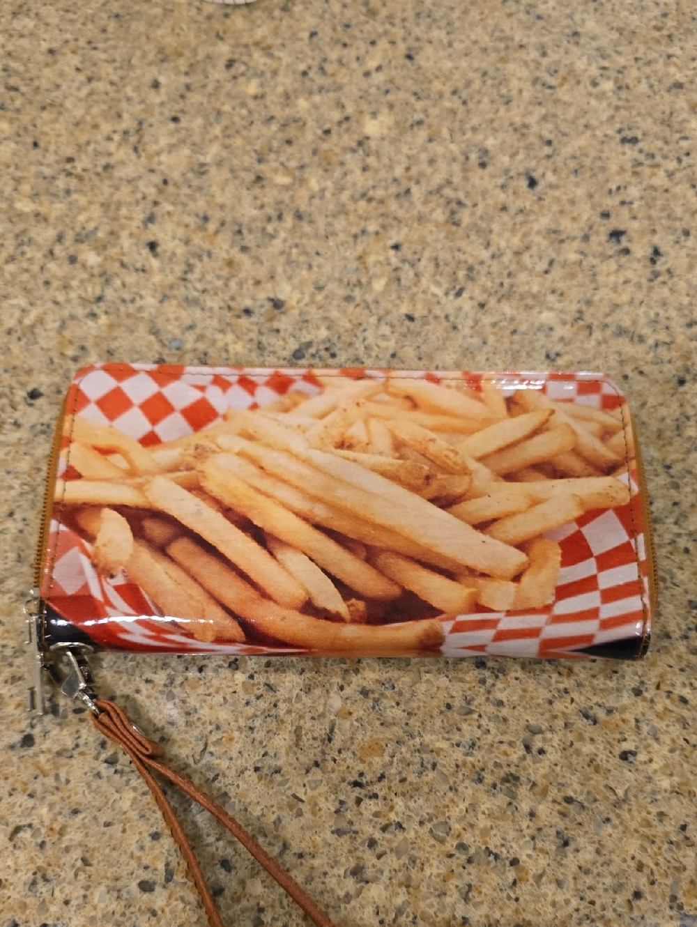 Graphic French Fries Wristlet Wallet - Red & Tan Print